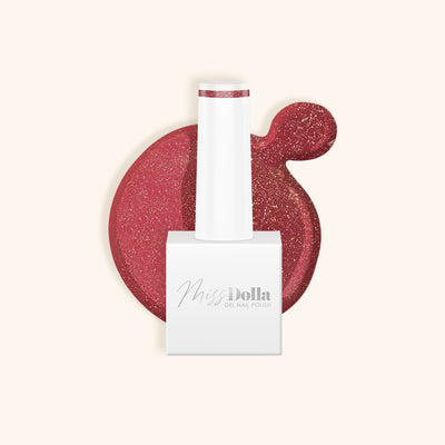 Brick red nail polish in the bottle