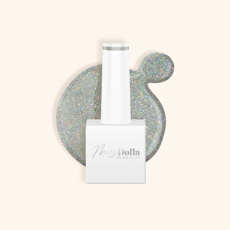 Shimmery Silver gel nail polish for gel nail manicure