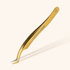 Gold eyelash tweezers for mega volume lashes with fiber tip