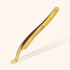 Gold boot lash tweezers with wide tip