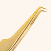 Gold lash tweezers with super fine tip boot