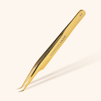 Long slim mega volume lash extension tweezers in gold