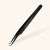 Fiber tip eyelash extension tweezers with long slim tip