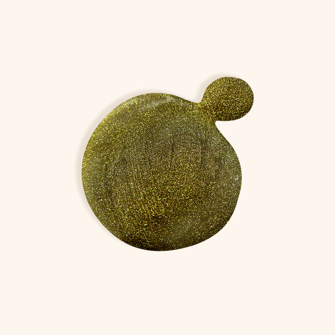 Dark green shimmery nail polish