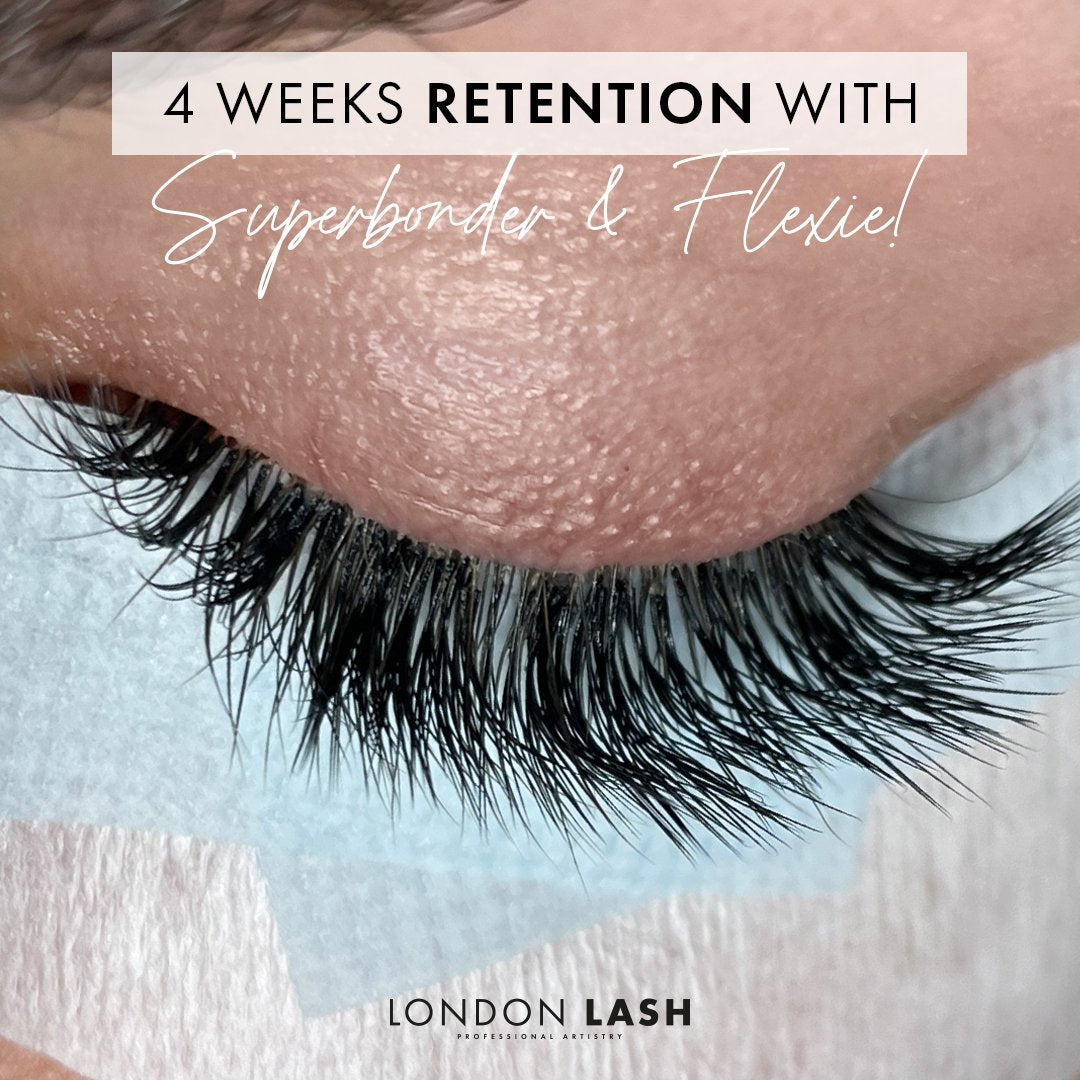 Model Wearing Eyelash Extensions with Flexie Glue from London Lash