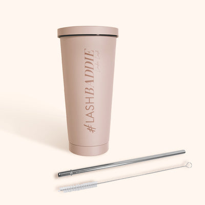 Cold Water tumbler with straw and straw cleaner