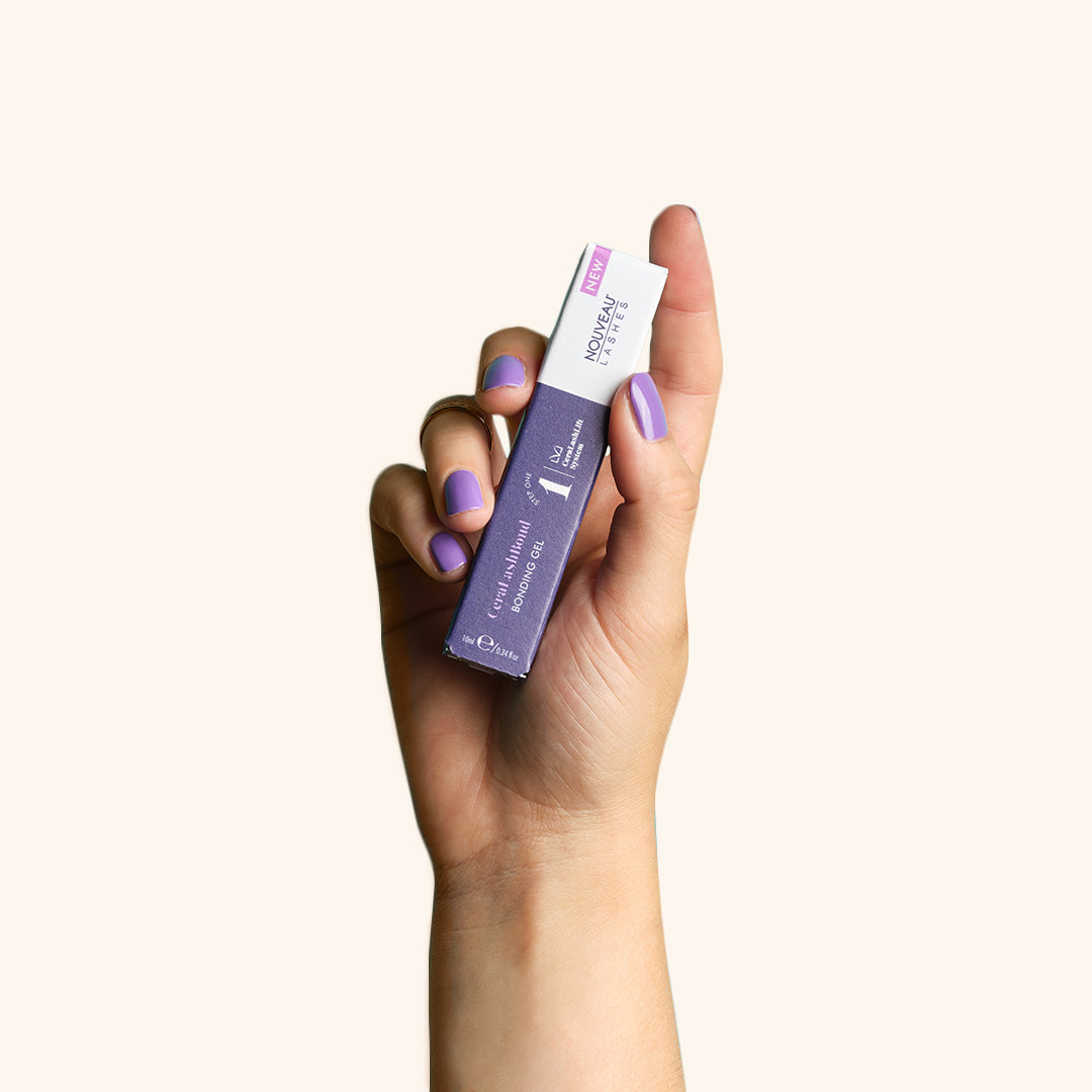 Lash Lift Glue - LVL CeraLashBond Bonding Gel in hand, step 1 for professional lash lifts.