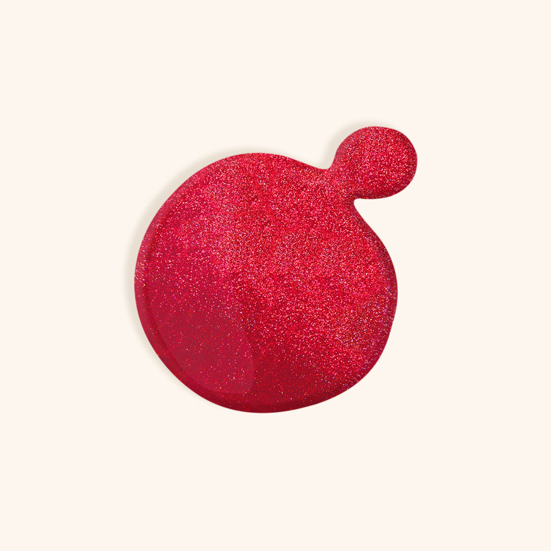 Bright, shimmery, neon red gel nail polish