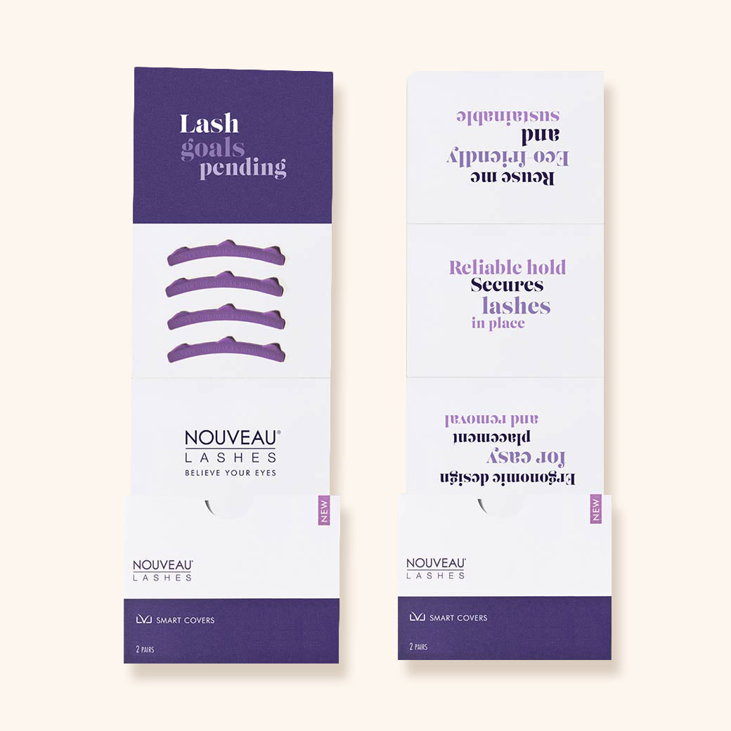 Nouveau Lashes LVL Smart Covers packaging for lash lift tool with reliable hold and innovative design.