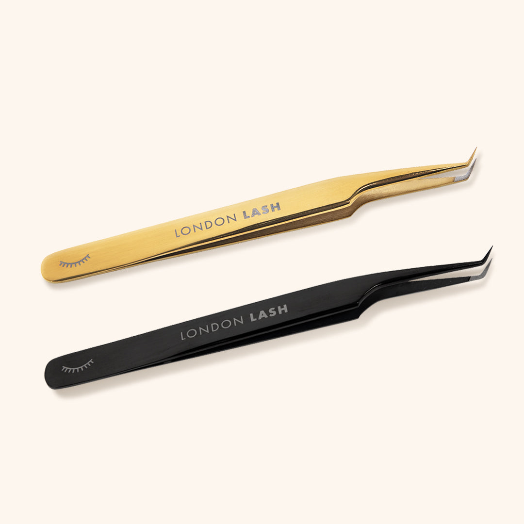 Long slim mega volume lash tweezers with fiber tip