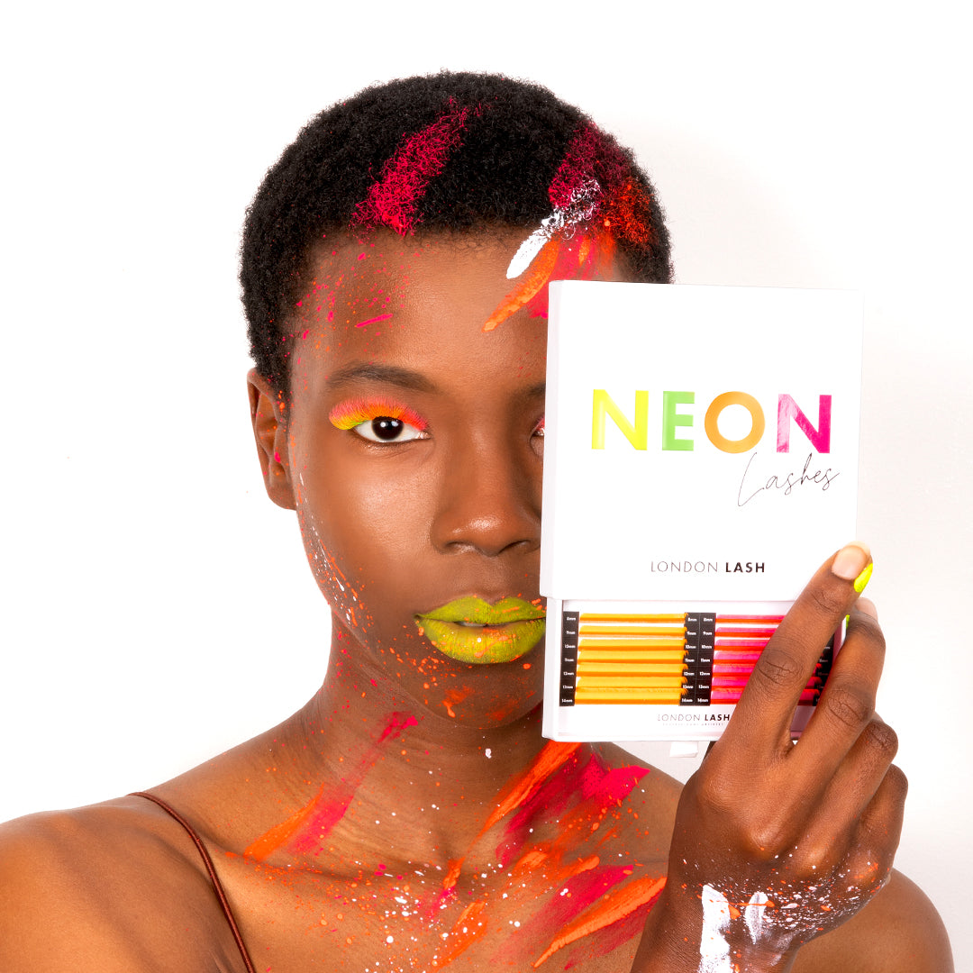 Orange neon lash look created with orange neon lashes