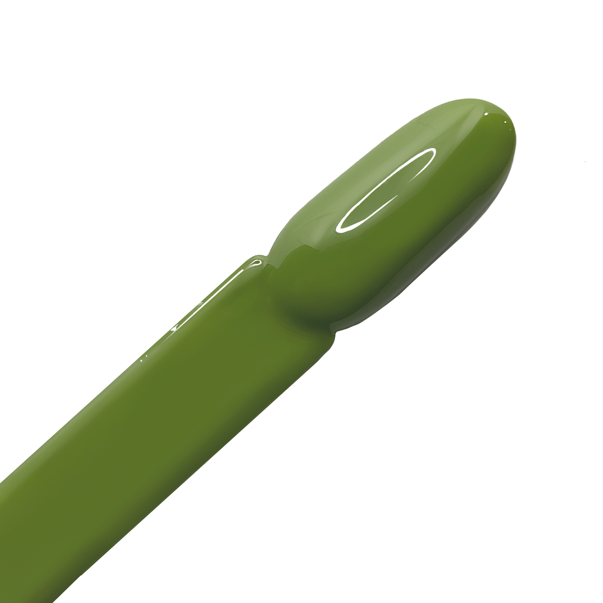 dark green nail polish painted on a nail swatch stick