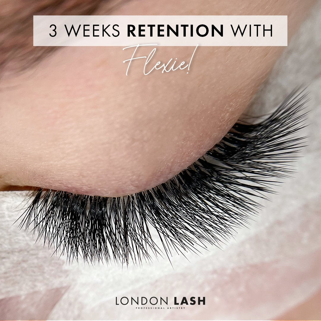 Model Wearing Lash Extensions with Flexie Eyelash Glue