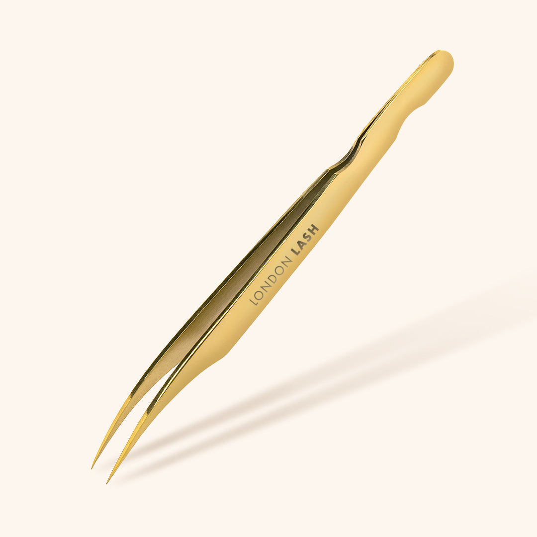 Angled Isolation Eyelash Extensions Tweezers in Gold