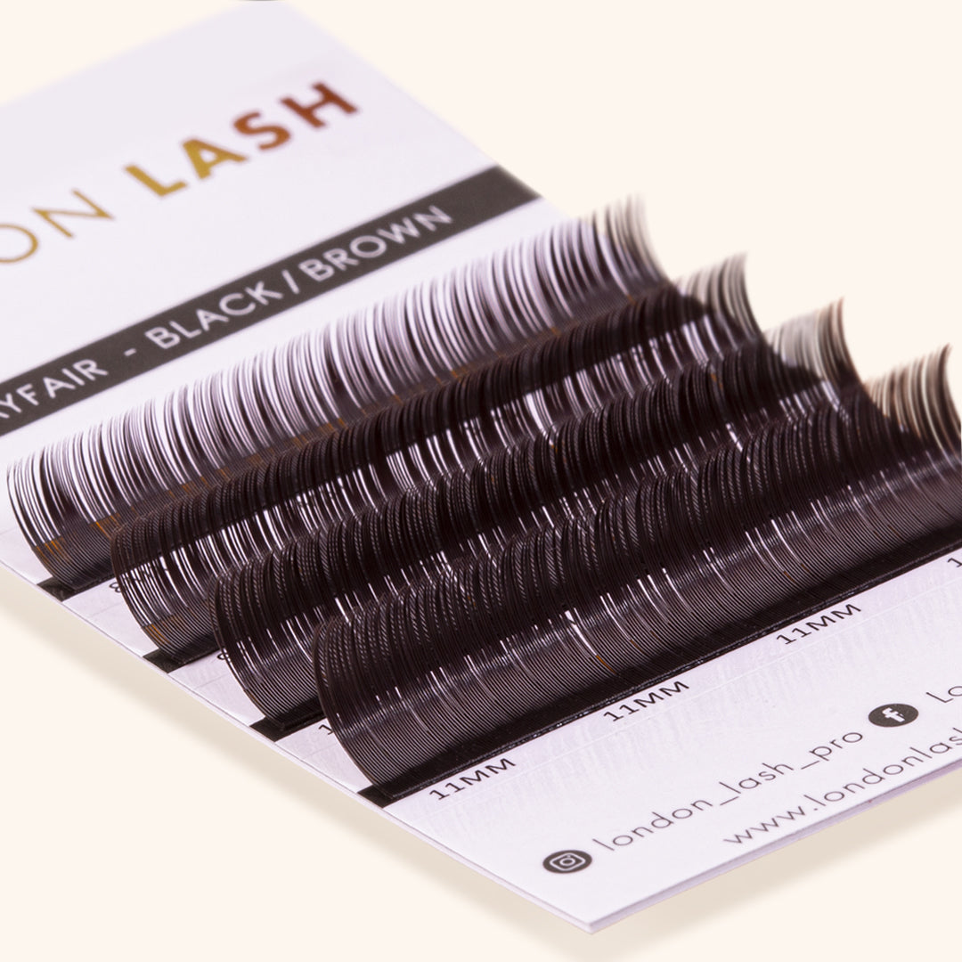 Sample Extensions of Brown Mayfair Lashes