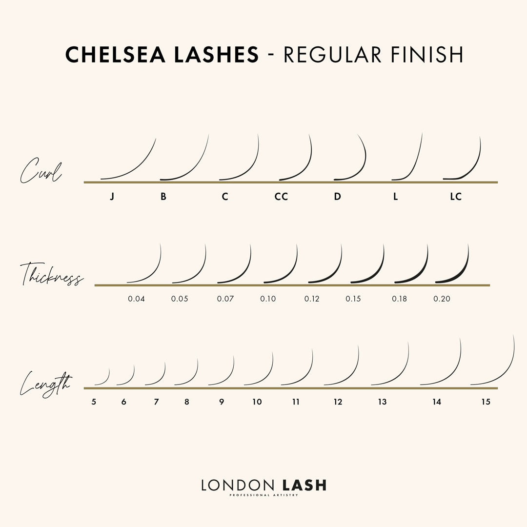 Mega Volume Chelsea Lashes 0.04 Curl Chart