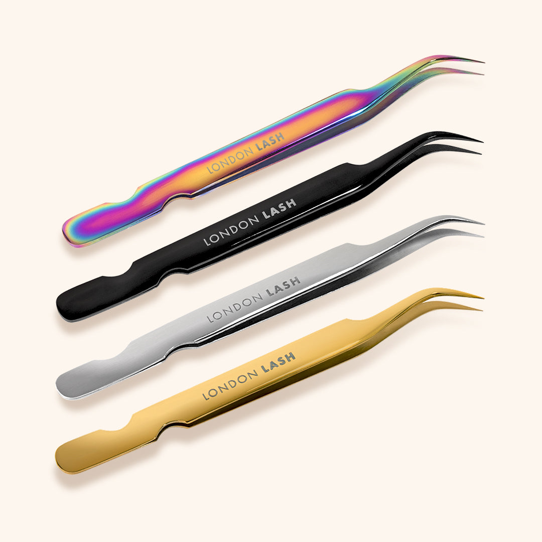 Curved Isolation Eyelash Extensions Tweezers in Four Different Colors