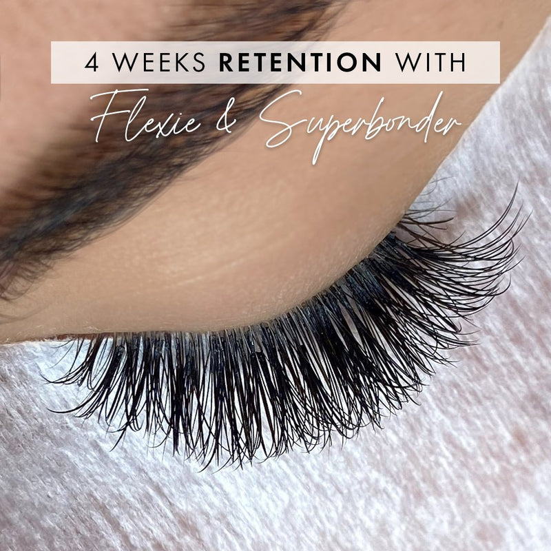 Client Wearing Lash Extensions with Flexie Adhesive from London Lash