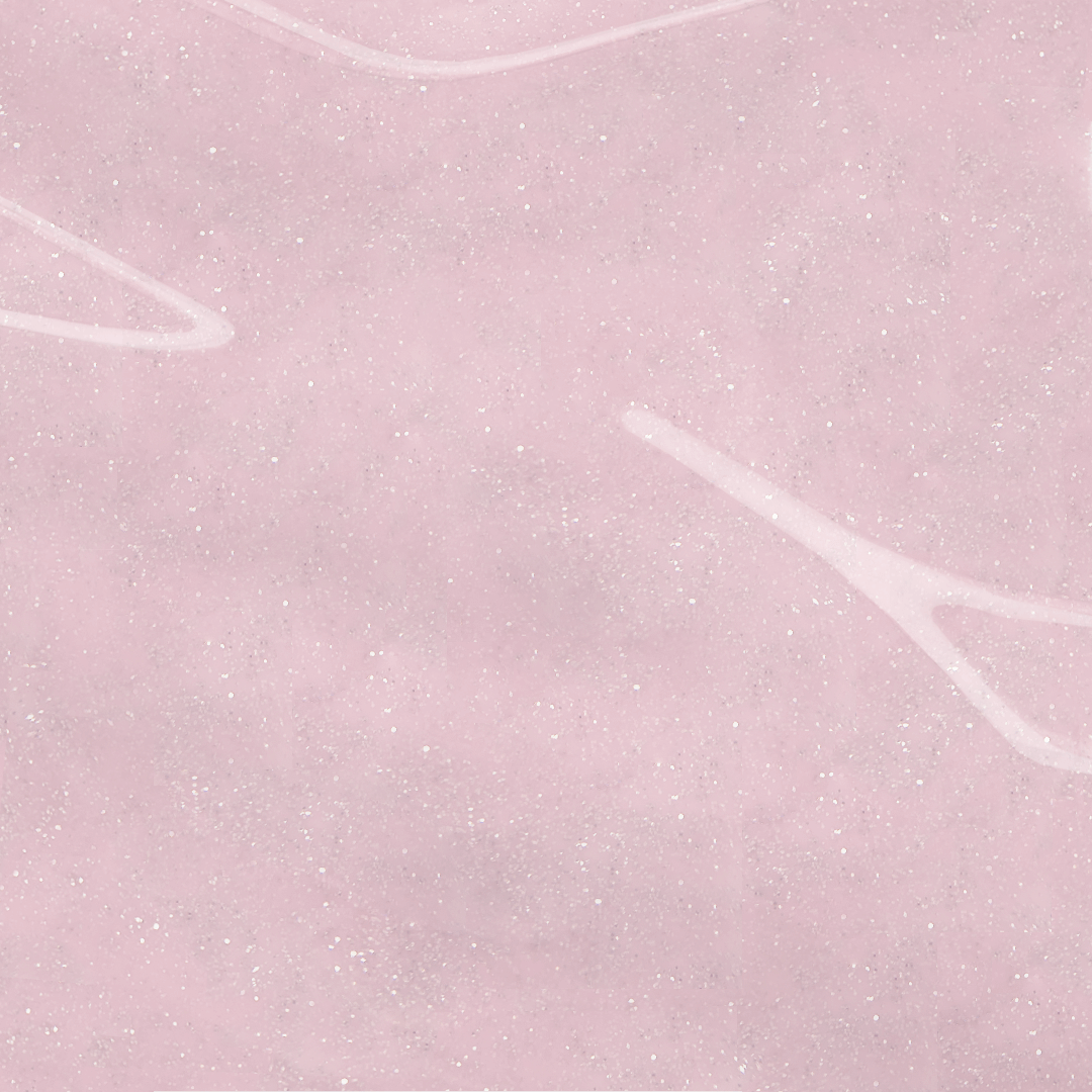 Non-yellowing light shade of glittery violet gel nail polish