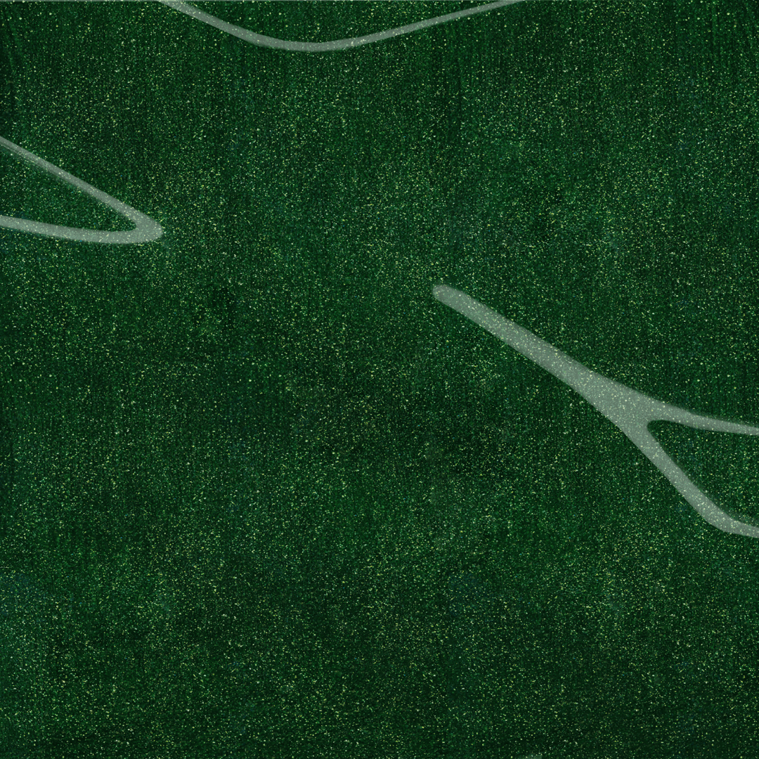 Shimmery dark green gel nail polish color swatch