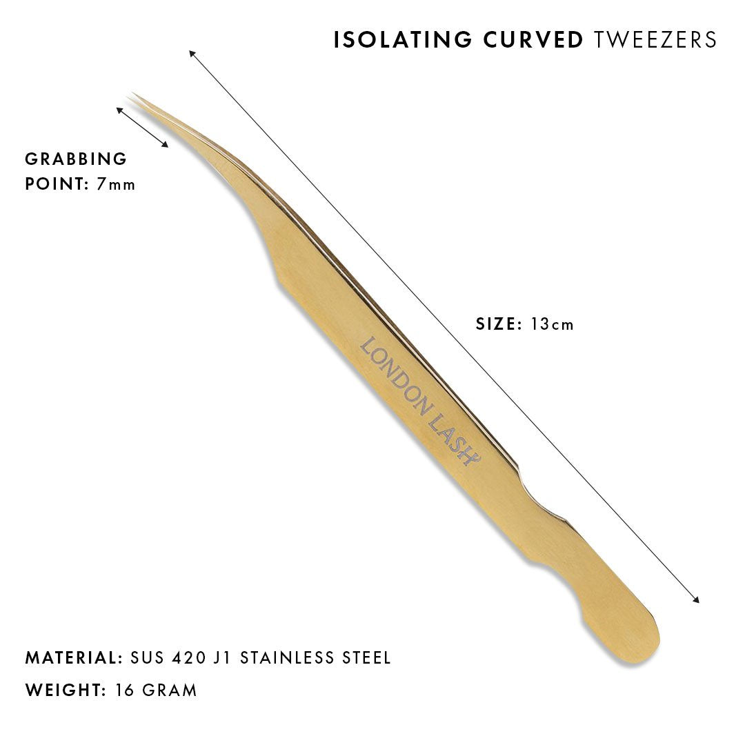 Infographic of Angled Isolation Eyelash Extensions Tweezers