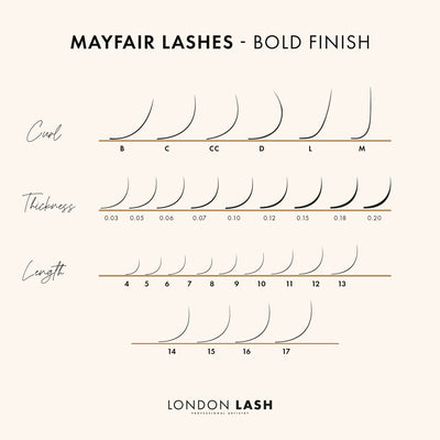 lash chart, eyelash extension guide