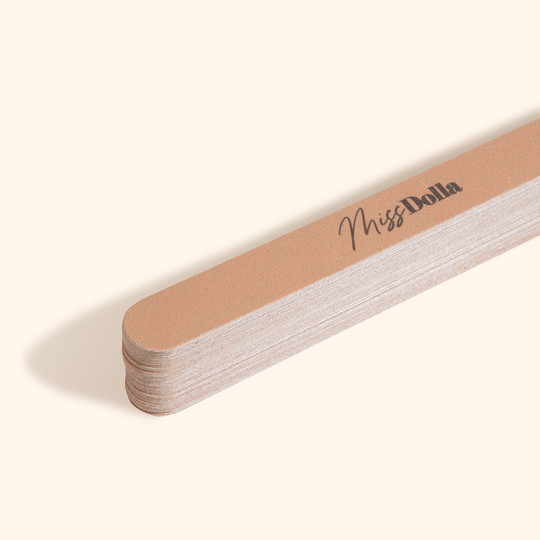Disposable nail file stickers for a thin nail file, perfect for sustainable and hygienic nail salons 