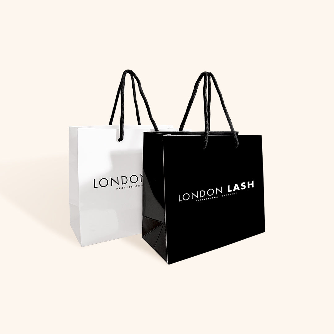 Small Black and White Reusable Paper Bags from London Lash USA