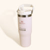 Pink Stanley Cup with London Lash branding