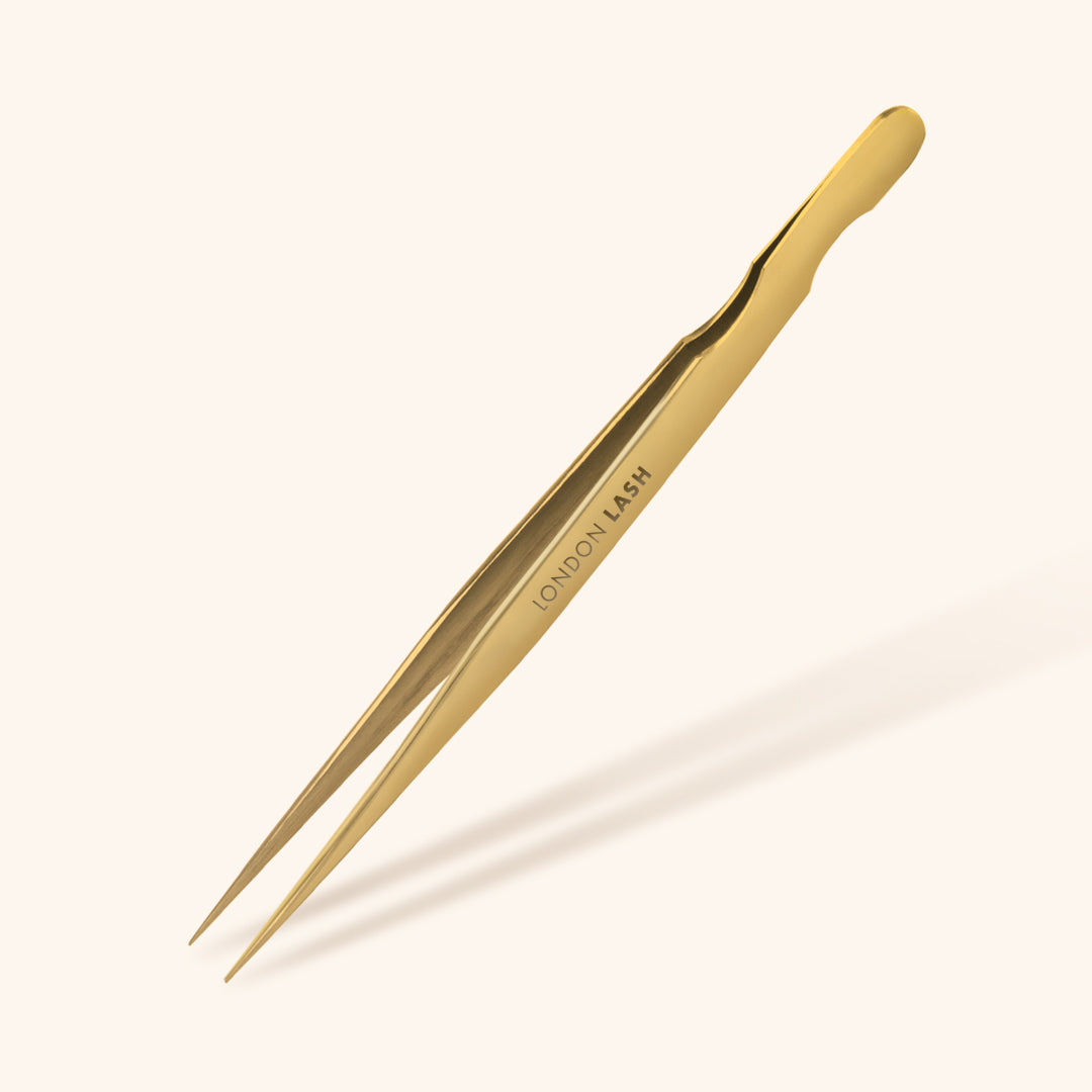 Straight Isolation Eyelash Extensions Tweezers in Gold