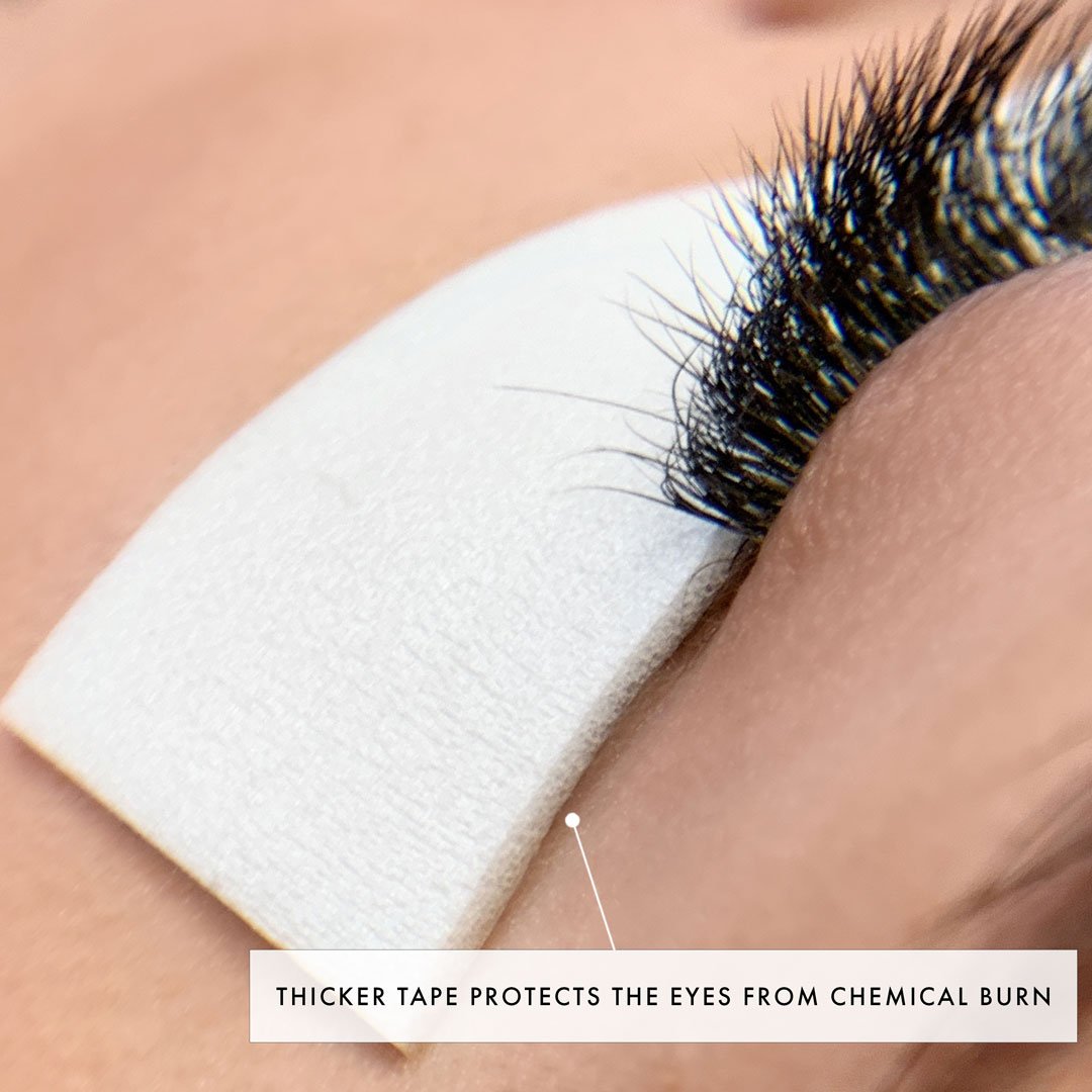 Foam Tape on Lash Extensions Client