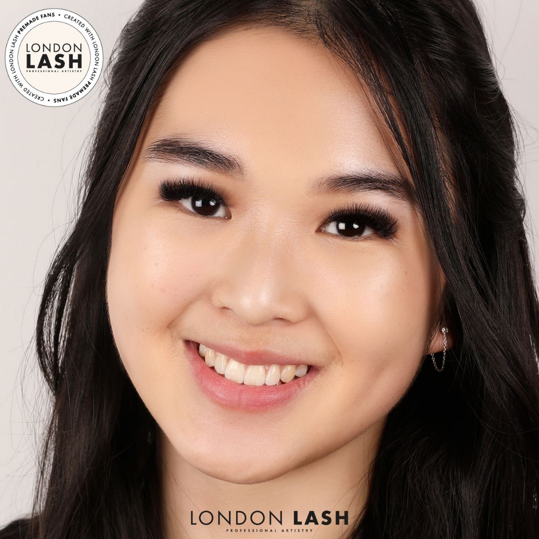 Dark haired model wearing lash extensions